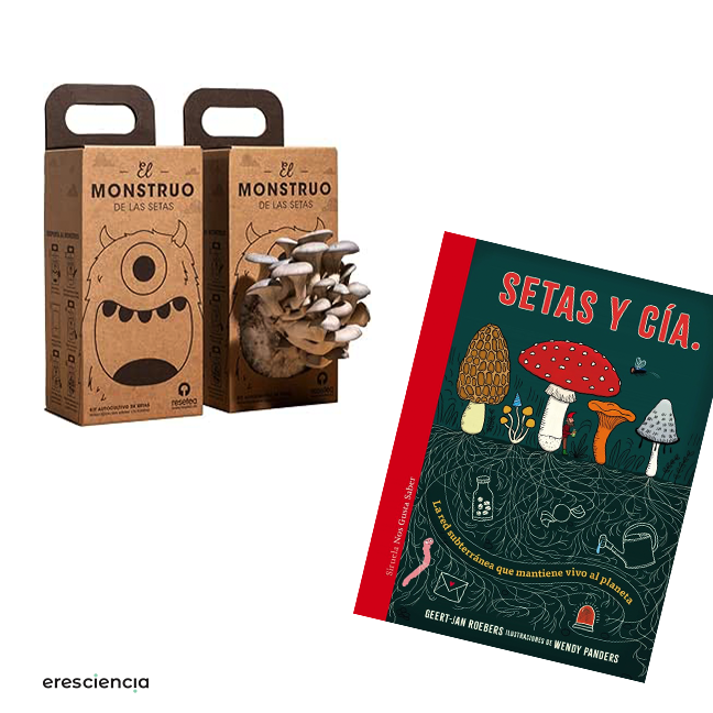 Libro Setas y Cia + Kit cultivo setas Resetea- 8 regalos para una navidad científica